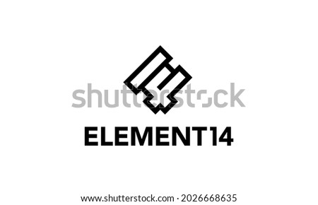 Initial Letter Number E E14 14E Logo Design Inspiration Photo stock © 