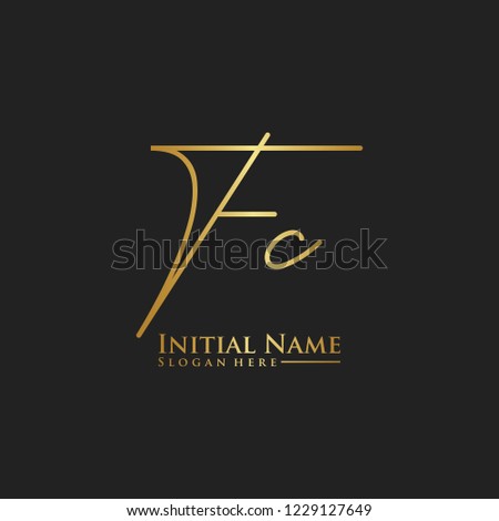 Letter Fc Logo. Initial Letter Design Vector Luxury Colors