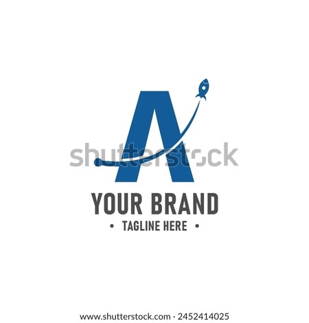 Initial A Monogram Letter Alphabet With a Rocket Logo Design