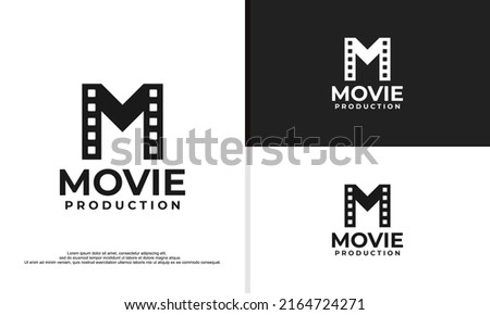 letter M logo design illustration, movie maker studio logo.