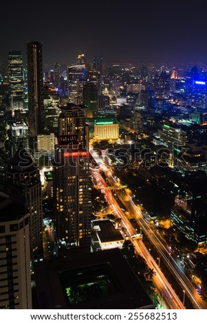BANGKOK, THAILAND February 05, 2014: Streets of Bangkok from above