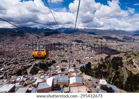 LA PAZ, BOLIVIA - Circa March 2015: the cable car in la paz w selective focus
