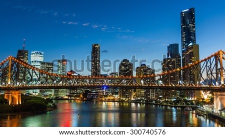 BRISBANE, AUSTRALIA Circa May 2014: The skyline of Brisbane at night