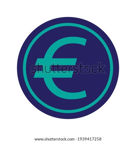 Euro coin symbol, travel and holiday icon