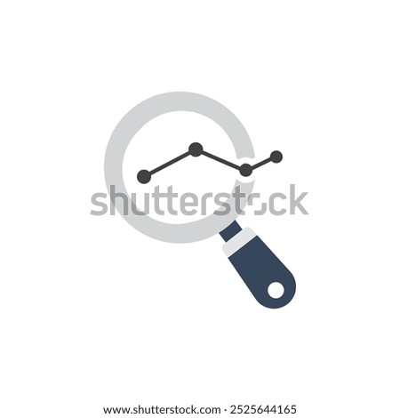 magnifying glass  with graph sign ideal for financial concepts, investment, money analysis visuals.