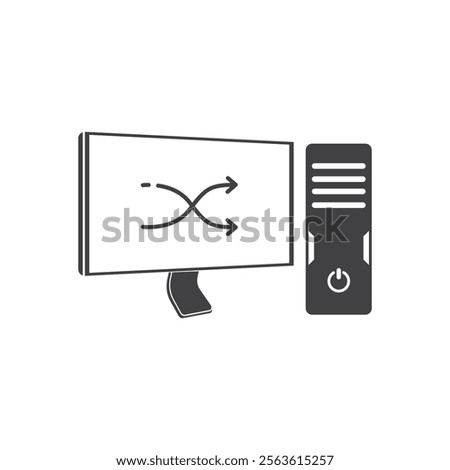 Data transfer between desktop computer monitor and tower icon