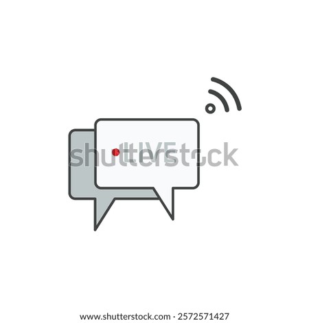 Two speech bubbles display live streaming WIFI signal.