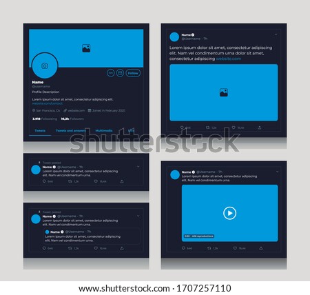 Social Media template for text, image and video tweets