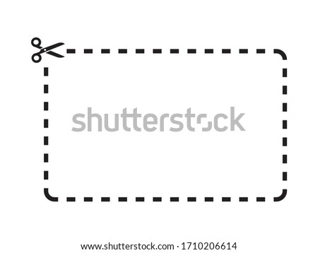 Cut out coupon rectangle shape with scissors icon.Coupon rectangle Template on white background drawing by illustration