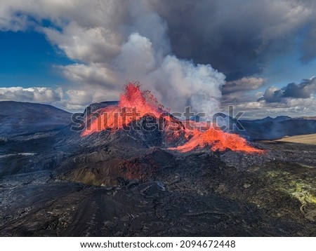 Similar – Image, Stock Photo Fagradalsfjall volcano erupting in Iceland