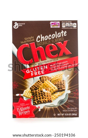 Winneconne, WI - 5  February 2015: Box of Chex chocolate cereal a product of General Mills.