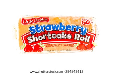 Winneconne, WI - 5 June 2015:  Package of Little Debbie strawberry shortcake roll.