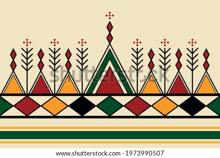 Decorative geometric repeating pattern inspired by Al-Qatt Al-Asiri traditional paintings. Saudi pattern texture. Vector Illustration. Eps 10