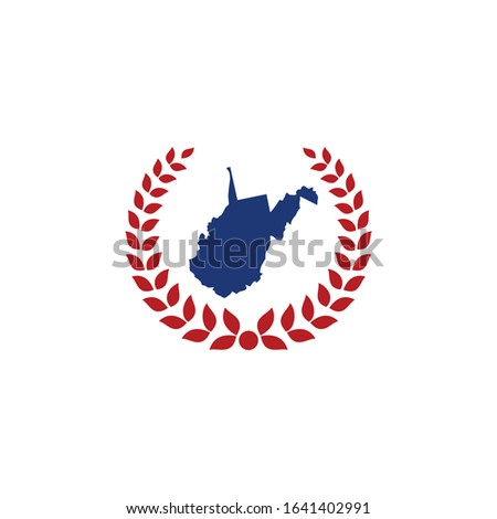 West Virginia Map And Laurel Wreath Logo Design Template