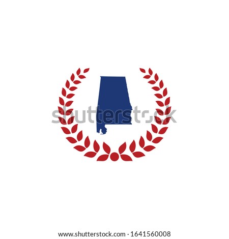 Alabama Map And Laurel Wreath Logo Design Template