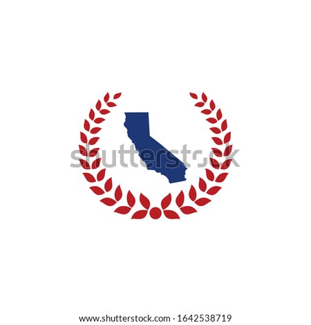 California Map And Laurel Wreath Logo Design Template
