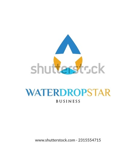 Water Drop Star Icon Logo Design Template
