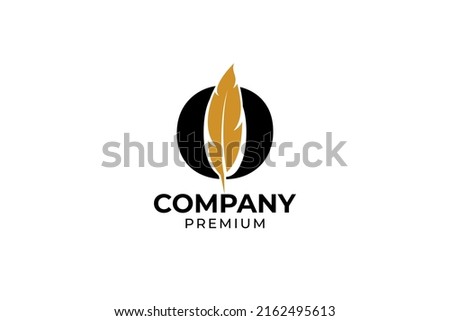 Flat initial letter O with feather pen logo design Foto stock © 