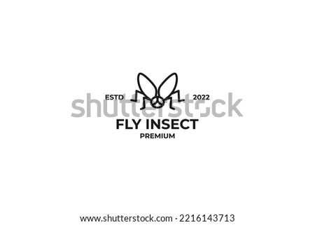Fly insect outline logo design vector illustration