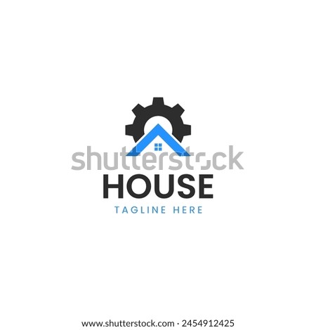 Gear with house logo design template vector illustration