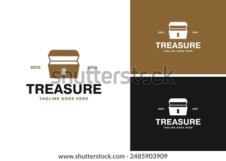 Treasure chest logo design vector illustration template idea