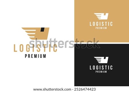 Box with wing icon for logistic logo design vector template illustration idea