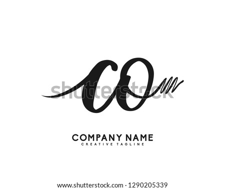 CO Initial Handwriting Logo Template Vector
