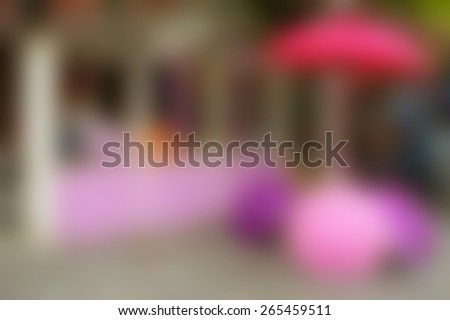 Blurred view of an umbrellas shop