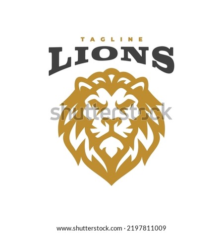 Lion mascot logo design. Lion head hair mane crest vector icon