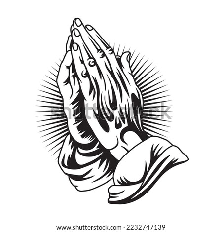 Praying hands illustration premium vector The Concept of Isolated Technology. Flat Cartoon Style Suitable for Landing Web Pages, Banners, Flyers, Stickers, Cards