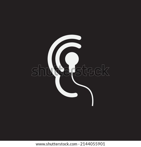 Ear hearing sound. Earphone logo.