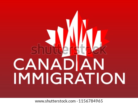 Red maple leaf from Canada flag. Live work and Study in Canada. Canadian immigration logo vector. Concept of immigration and migration programs, Services and Free Online services