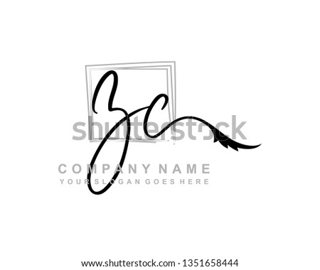 Z C Initial Handwriting Logo Template Stok fotoğraf © 
