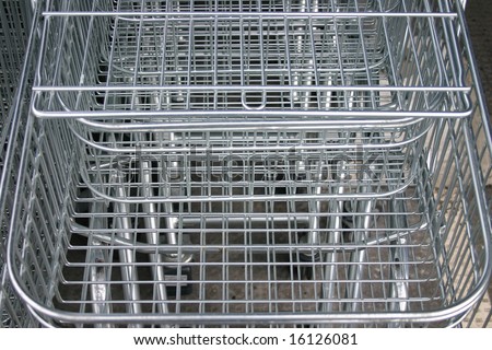 Stacked trolley baskets
