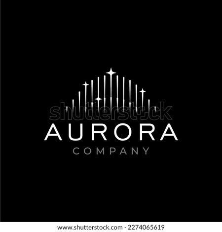 Aurora Borealis Abstract Vector Sign, Emblem or Logo Template. Northern Light Star Symbol Icon Vector