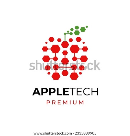 Digital fruit logo. Concept of logo in the form of a apple with circuit board design template