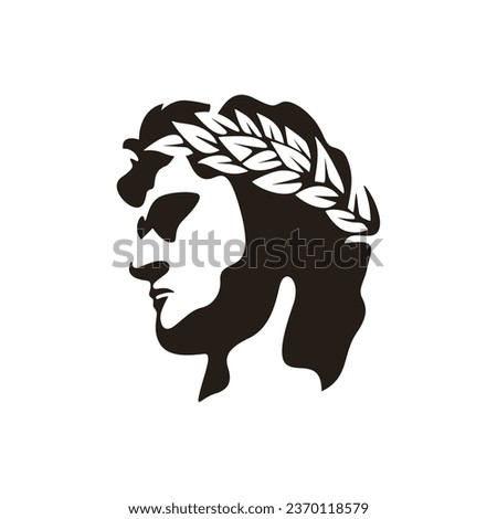 Ancient Greek Figure Philosopher Laurel Wreath Silhouette Logo Design