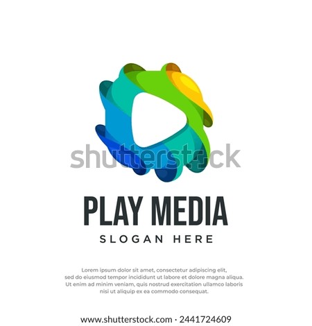 Creative play icon. Video app icon design template. Music player media logo design