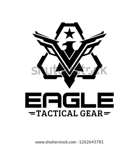Eagle tactical triangle gear vector logo design illustration template