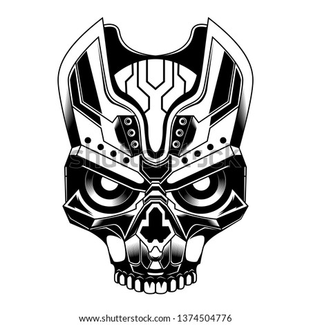 Robotic Skull vector illustration - Robot head vector character design - Vector