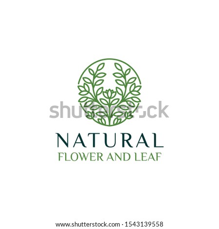 Natural Circle Flower Leaf Green Abstract logo vector design templates emblems icon for holistic medicine centers, Restaurant, Jewellery, yoga classes, garden, natural and organic food products