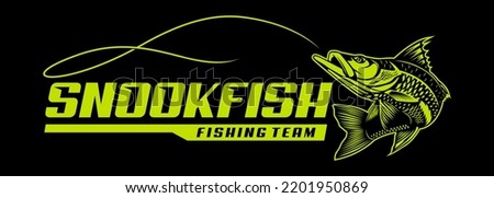 Jumping Snook fish fishing logo isolated background. modern vintage rustic logo design. great to use as your any fishing company logo and brand