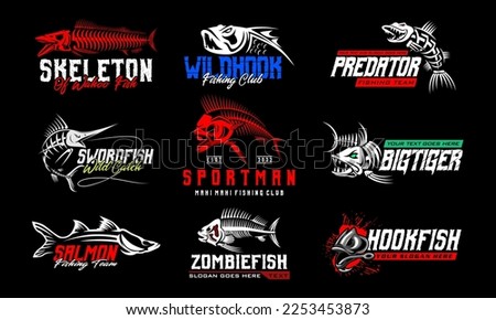 Fishing Logo Bundle. unique and Fresh Fish Skeleton fishing logo bundle template. great to use as your fishing company logo.