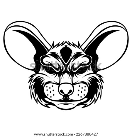 Mouse Head Vector. Mouse Black And White Drawing Mascot Logo Design Vector Illustration Template