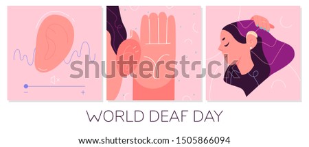 World Deaf Day in last Sunday of September concept. Health care vector illustration.