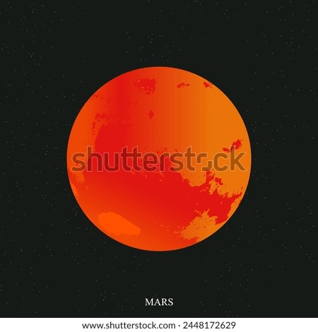 Mars poster. Mars in gradient style. Mars is a planet in the solar system Vector illustration.