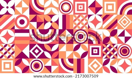 Neo geo background. Made with colorful geometric shapes and simple geometrical figures, for web background, poster fine arts, cover  page and prins.  Imagine de stoc © 