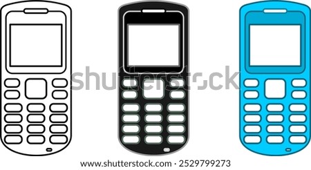 Three different color keypad phone, keypad phone is a phone with a physical keypad instead of a touchscreen. Keypad phones are designed to be easy to use and perform basic functions like making calls