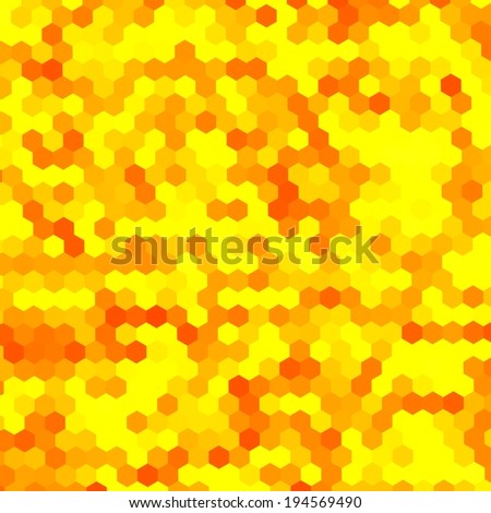 Abstract Digital Yellow Orange Hexagon Noise Background
