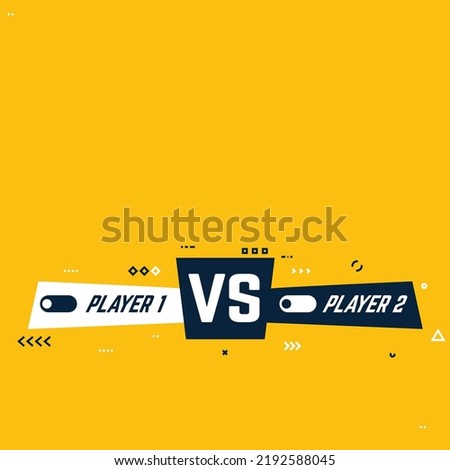Versus vector template. Battle competition concept template. White and black players, yellow background. Video game or fighting competitors. VS letters and two players blanks.